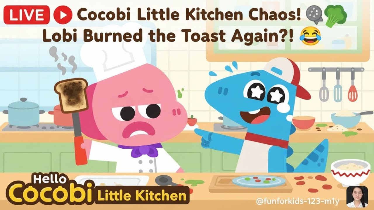 🔴LIVE: Cocobi Little Kitchen Chaos! 🍳🥦 Lobi Burned the Toast