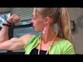 Slim But Strong Girl Shows Off Her Biceps At Work 