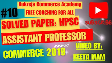 Solved Paper HPSC Assistant Professor Commerce College Cadre 2019 Part 10