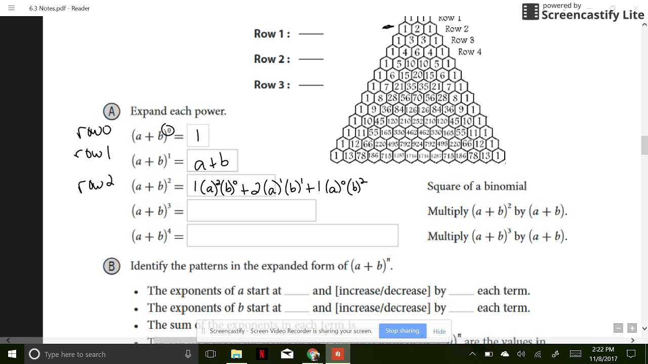 Section 6.3 Part 1 - The Binomial Theorem and Pascal's Triangle - YouTube
