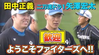 田中正義＆二刀流ドラ1・矢澤宏太ウォームアップ 加藤豪将も元気に参加！＜2/1ファイターズ春季キャンプ2023＞