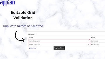 Editable Grid Validation | Duplicate Name validation | Appian Tutorials