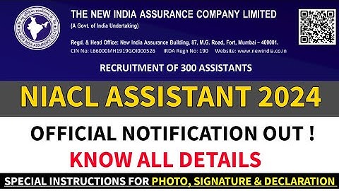 NIACL Assistant 2024 Notification Out| NIACL Assistant Salary, Syllabus, Exam Pattern| Full Details
