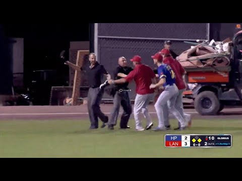 Atlantic League Blowout - Shoes Flying, Umpires Chased off Field by Both Teams Out of Control!