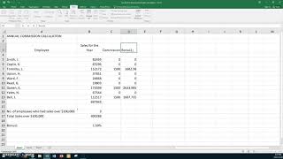 xx Annual Commission Calculation1 #14 If Statements Excel