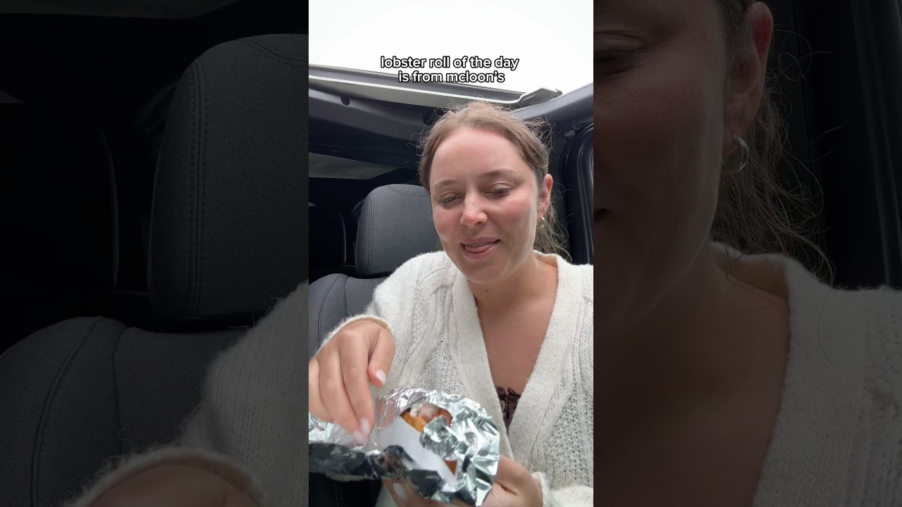 eating a lobster roll from mcloons