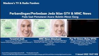 Perbandingan Jeda Iklan GTV & MNC News | 3 Jan 2022 10:07 WIB