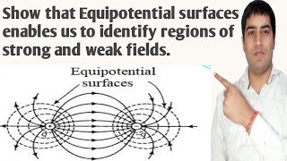 Show that Equipotential surfaces enables us to identify regions of strong and weak fields.