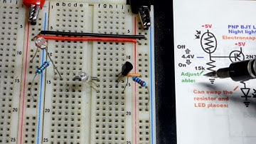 PNP 2N3906 Bipolar Junction Transistor BJT indicator LED Nightlight circuit schematic diagram