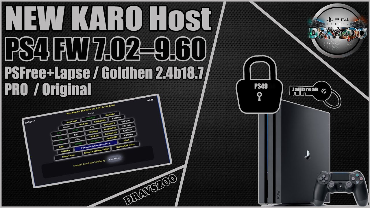 New KARO Host for PS4 FW 7.02 to 9.60 | PSFree + Lapse with Goldhen 2.4b18.7