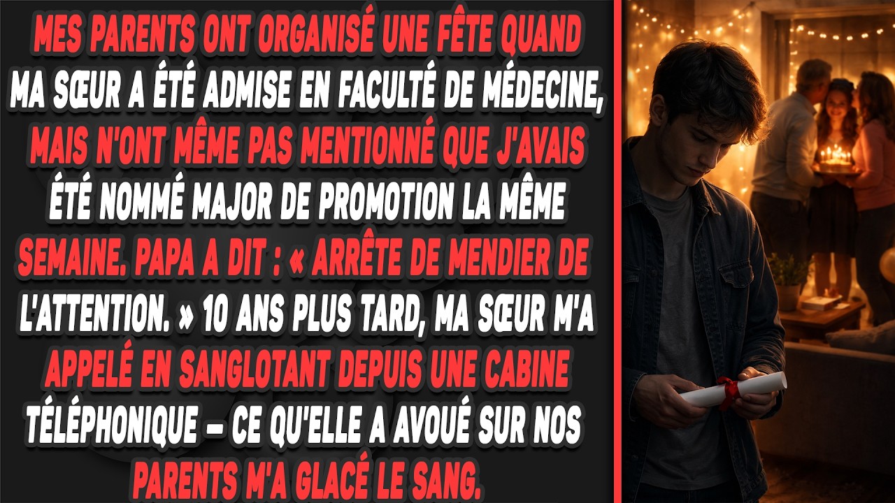 Mes parents ont organisé une fête quand ma sœur a été admise en faculté de médecine, mais n'ont même