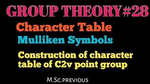 Group Theory: Character Table, Mulliken Symbols, Character Table of C2v @NOBLECHEMISTRY