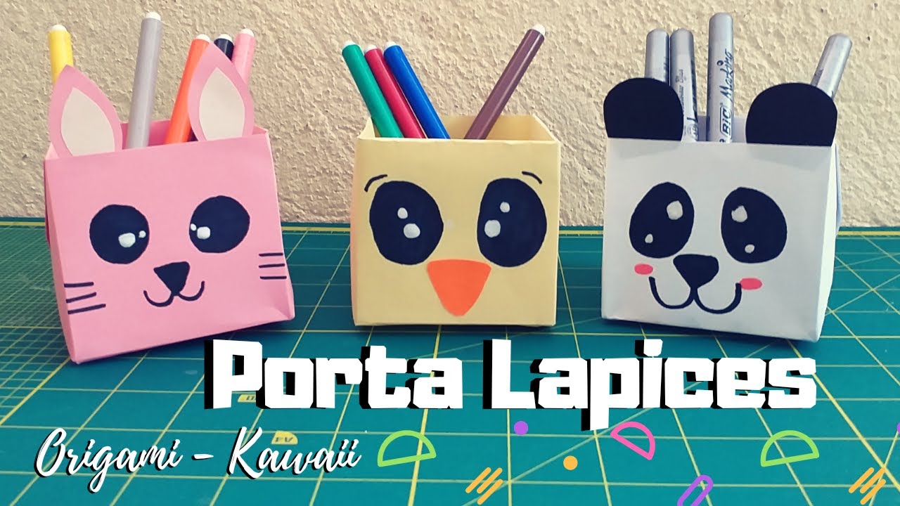 portalapices de papel origami KAWAII YouTube