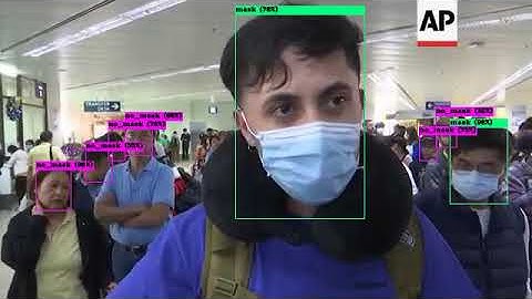 (yolov4)  take on mask detection airport(low level video)