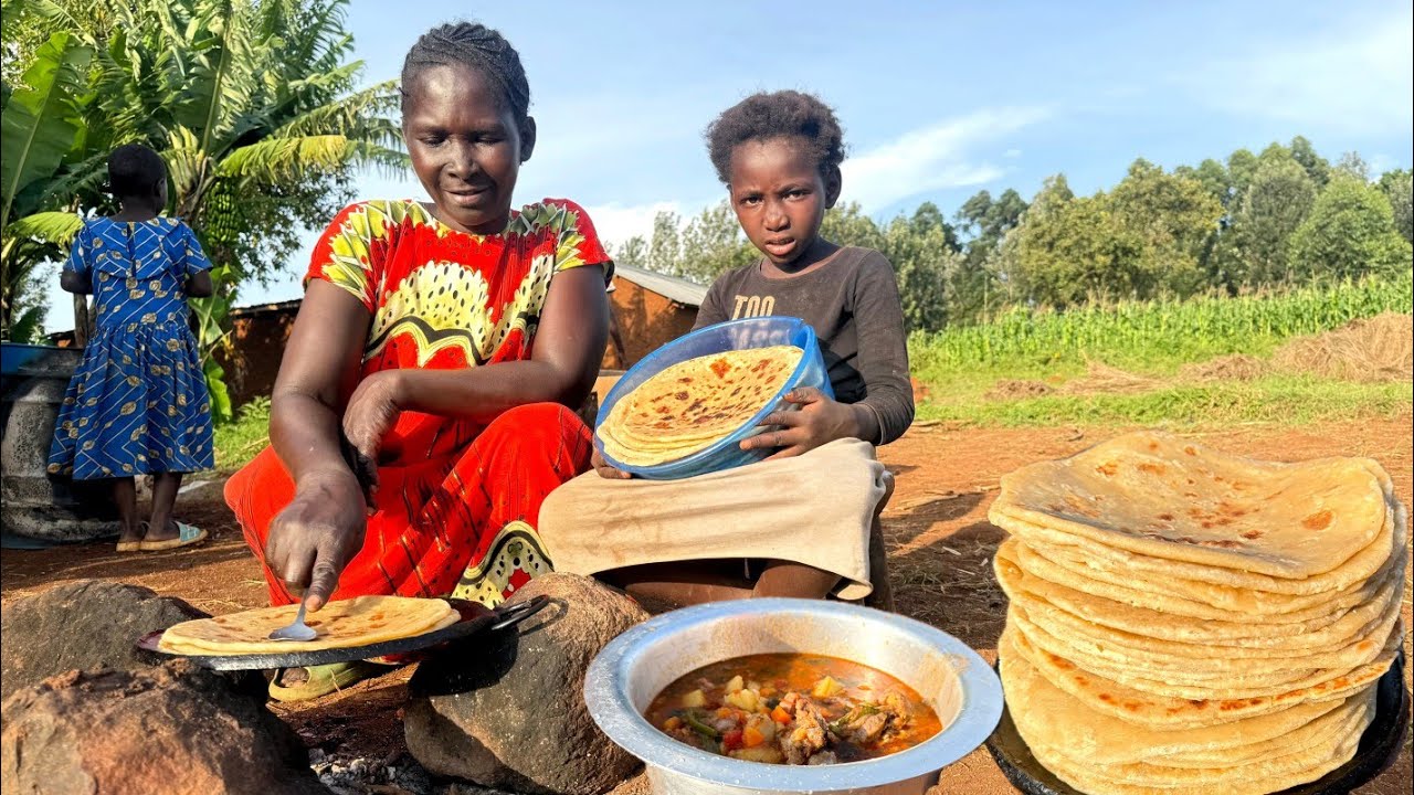 ⭐ African Mum Cooks Delicious Beef Stew & The Softest Chapati + Kitchen Door Makeover! 🔥🍲