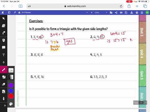 5-4 Triangle Inequality Theorem - Determining if 3 Sides Make a Triangle