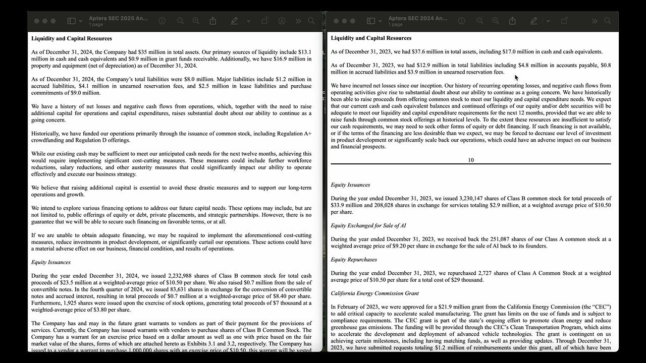 Battle Hardened and Measured: Has Aptera’s Future Shifted? 2025 Annual Filing