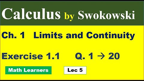 Calculus by Swokowski. Lec 5. Ch 1 Exercise 1.1 Q 1 to 20.