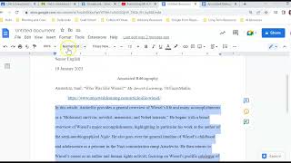 Annotated Bibliography Formatting (MLA Style)
