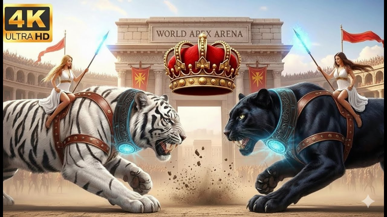🎬WHITE TIGER 🐅 vs BLACK PANTHER 🐆 |World Apex Arena 2026|4K 