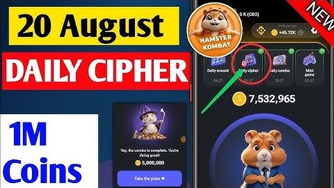 Hamster 20 August Daily cipher || hamster 20 August 1M coins || hamster cipher 20 August