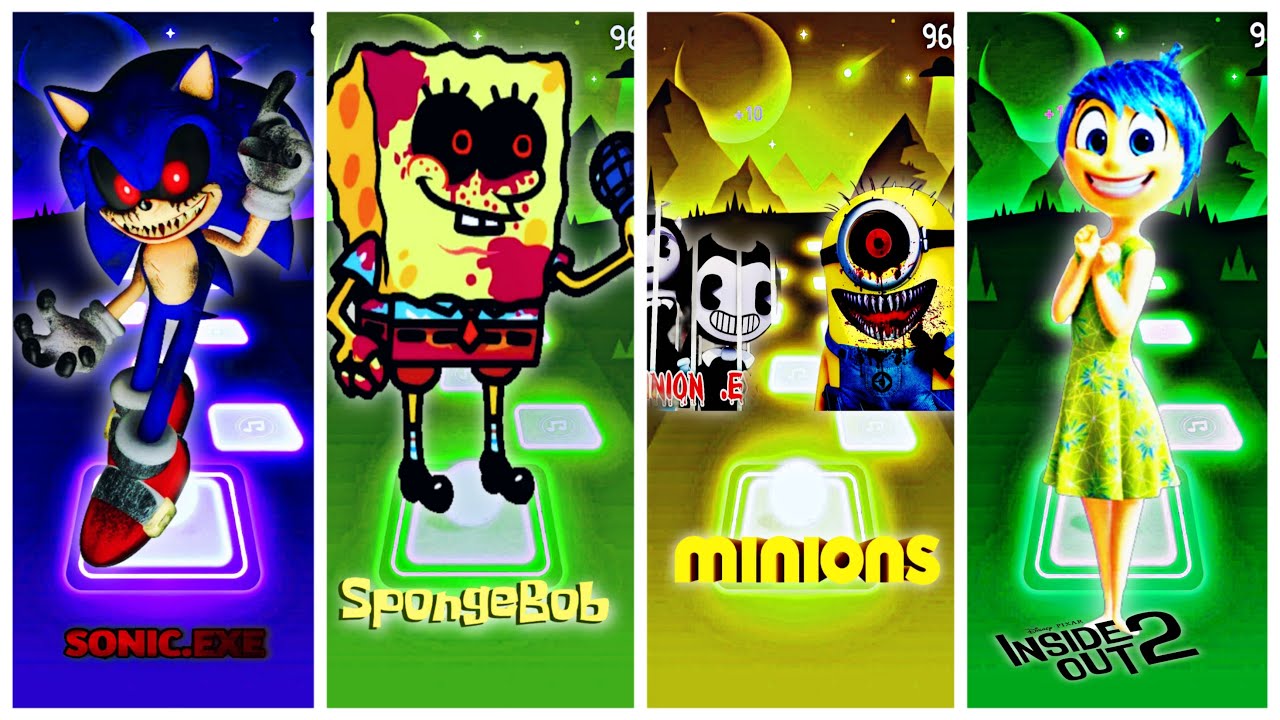 Sonic.exe 🆚 SpongeBob 🆚 Minions.exe 🆚 Inside Out2 🎶 Tiles Hop EDM Rush💃 ...