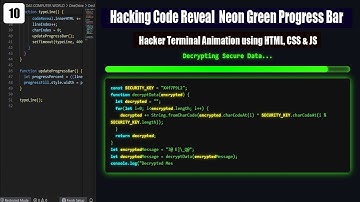 Hacking Code Reveal with Progress Bar | Neon Hacker Terminal Animation using HTML, CSS & JS