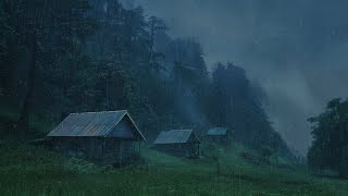 Quick Sleep Solution in 5 minutes : Heavy Rain & Thunder Sounds on a Tin Roof in the Forest at Night