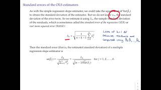 Econometrics topic 4 video 7: Variances and standard errors of the OLS estimators