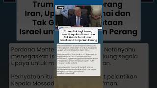 Trump Tak Lagi Serang Iran Upayakan Damai Dan Tak Gubris Permintaan Israel Untuk Lanjutkan Perang