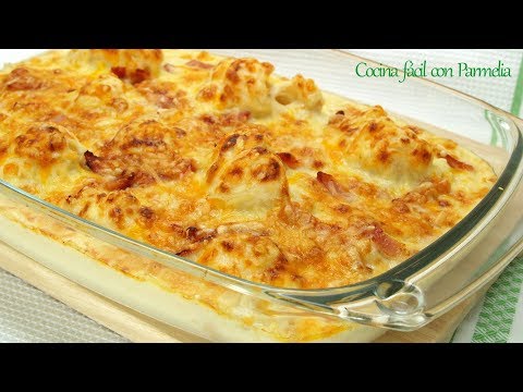 Coliflor gratinada con bechamel y bacon