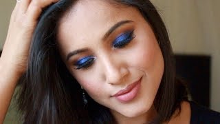 Blue Smokey Eye For New Years 2018 | Metallic Blue Eye Makeup | New Year Glam | Shuchi