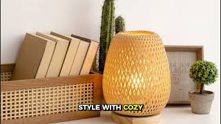 Chinese Retro Bamboo Art Desk Lamp – Zen Woven Light Decor screenshot 2