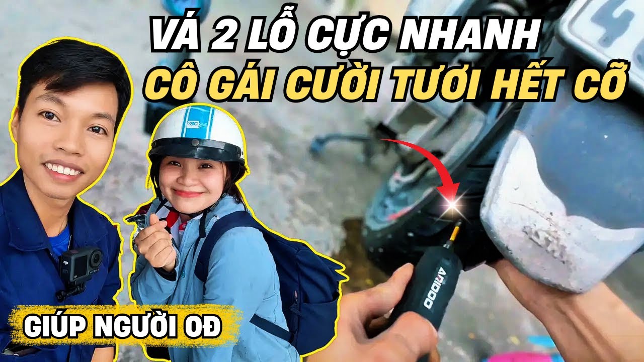 Vá xe miễn phí cho đồng nghiệp xinh đẹp, ai ngờ lại vui vậy