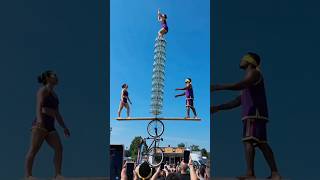 ​🤯 Extreme Teeterboard & Glass Stack Stunt ||#viral ||#stunt ||#circus ||#acrobatics ||#shortsfeed