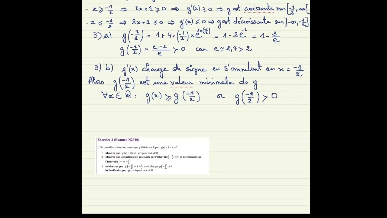 2BAC | Les Fonction Exponentielles - Series 2 (continue ) 