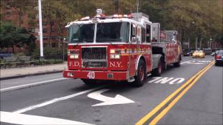 FDNY ENGINE 37 AND FDNY TILLER 40 RESPONDING ON WEST 121TH ST. IN HARLEM, MANHATTAN, NEW YORK CITY.