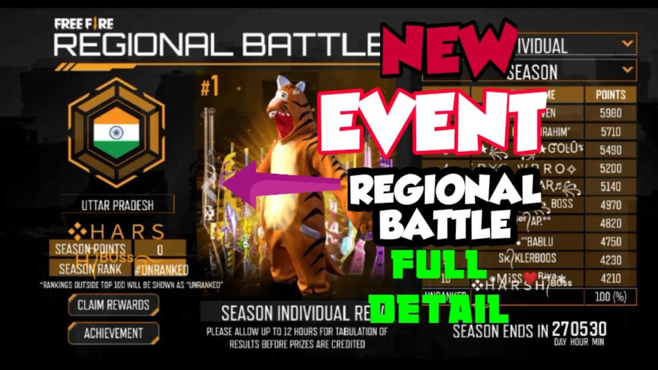 [FREE FIRE 🔥 New event Regional battle full detail]
