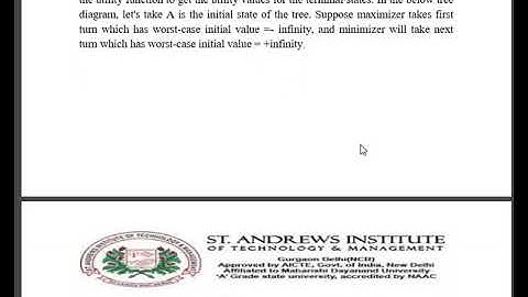 SAITM CSE 6TH AND BCA 6TH SEM LECTURE 25 CSE AND LECTURE 23 BCA UNIT 1 MINI MAX ALGORITHM