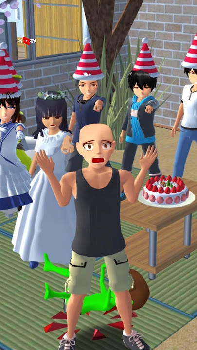 Mio's birthday🥳, the police punished the bald man🤣 #sakuraschoolsimulator #shorts #sakura