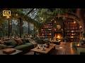 Serene Glass Roof Library in the Rain 🌧️ Cozy Coffee Jazz for Study, Reflection and Deep Focus