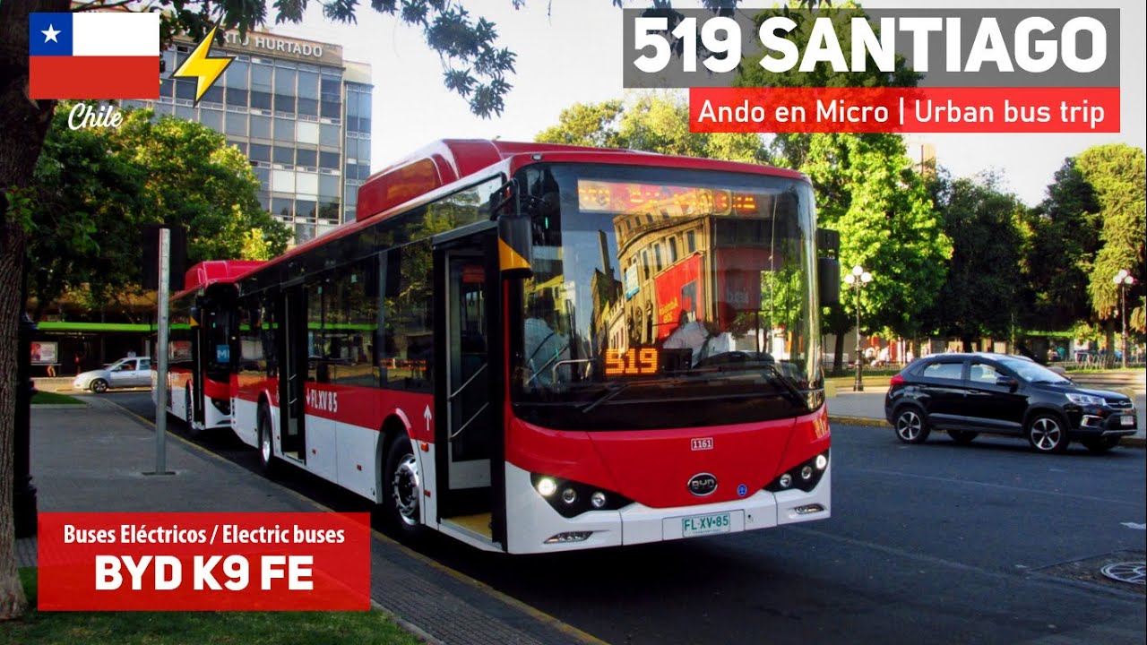 Автобусная поездка 519 Сантьяго-де-Чили на BYD ELECTRIC BUS + Интервью