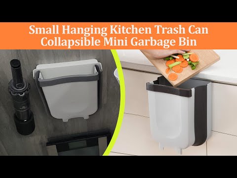 Small Hanging Kitchen Trash Can, Collapsible Mini Garbage Bin for  Cabinet/Car/Bedroom/Bathroom 