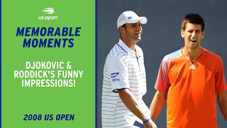 Djokovic and Roddick's Hilarious Serve Impressions | 2008 US Open
