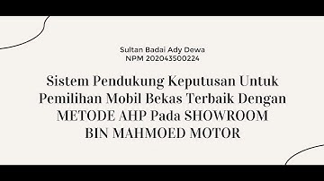 Demo Program Aplikasi Skripsi UNINDRA | Sultan Badai Ady Dewa 202043500224