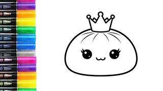 Details Cute Crown Dumpling 🥟 👑| Kawaii Food Coloring page for kids Easy Colouring for kids  Update