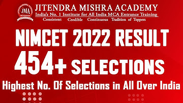 NIMCET 2022 Result| 454+ Selections| Jitendra Mishra Academy JMA| Highest No. of Selections in India