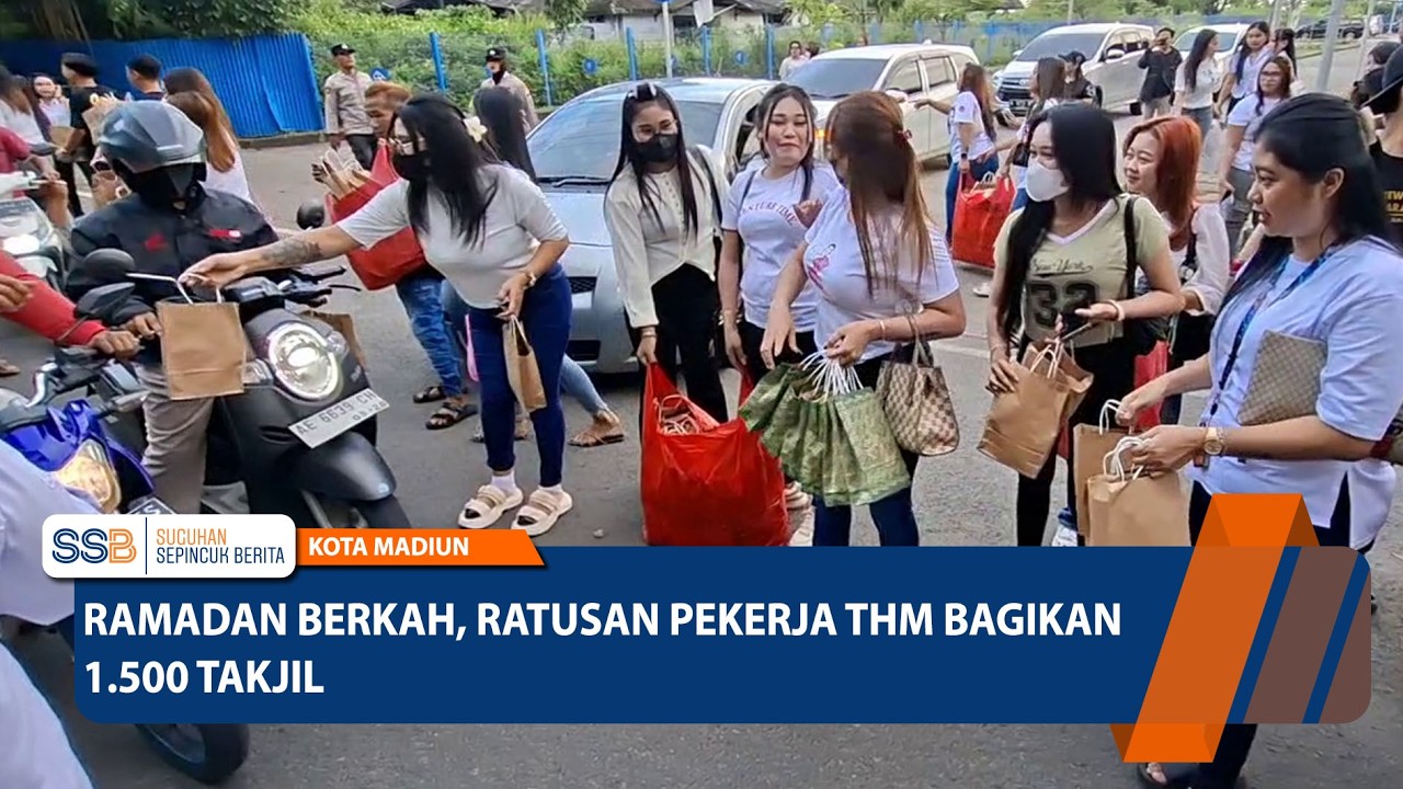 KOTA MADIUN - Ramadan Berkah, Ratusan Pekerja THM Bagikan 1.500 Takjil