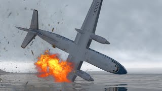 Antonov An-26 Plane Crash to Sea, Palana Airport, Kamchatka, Russia - [Failed Go-Around] (4K)