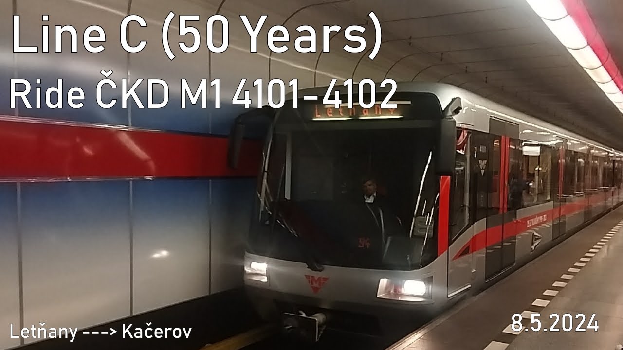 Line C (50 Years) Ride ČKD M1 4101-4102 to Kačerov